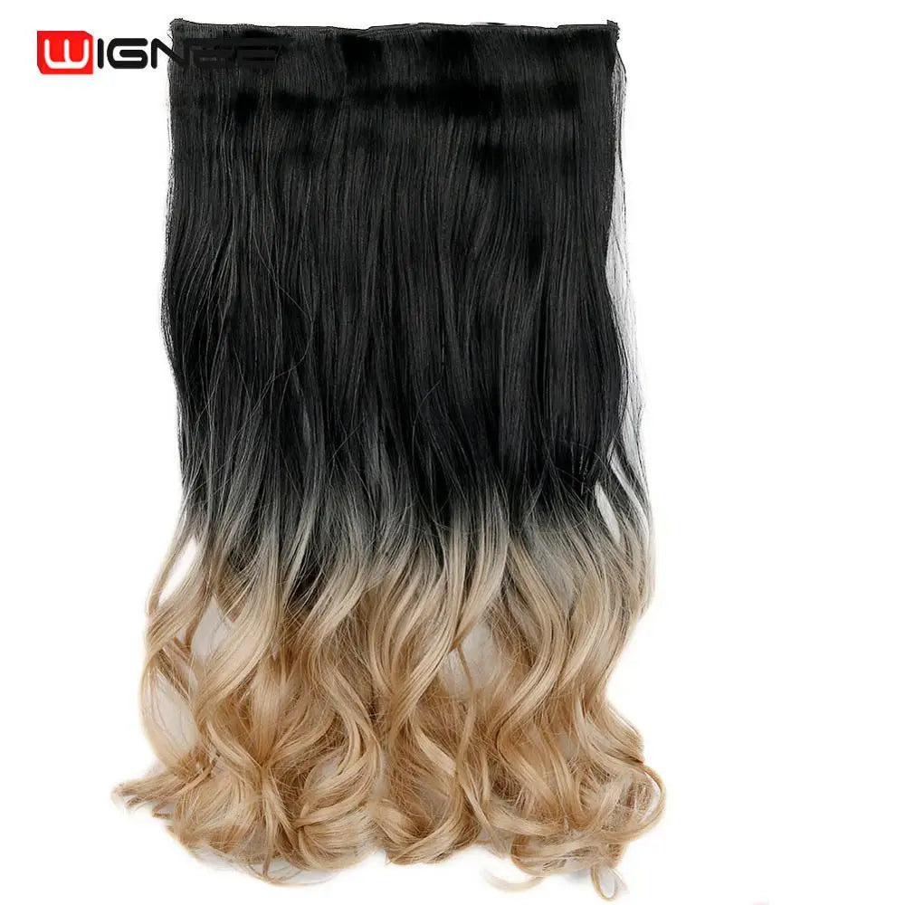 One Piece Synthetic Hair Extension Long Wave Glueless fiber Half Wig