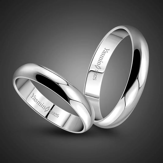 Simple Marriage Engagement Ring Sterling Silver Couple Ring