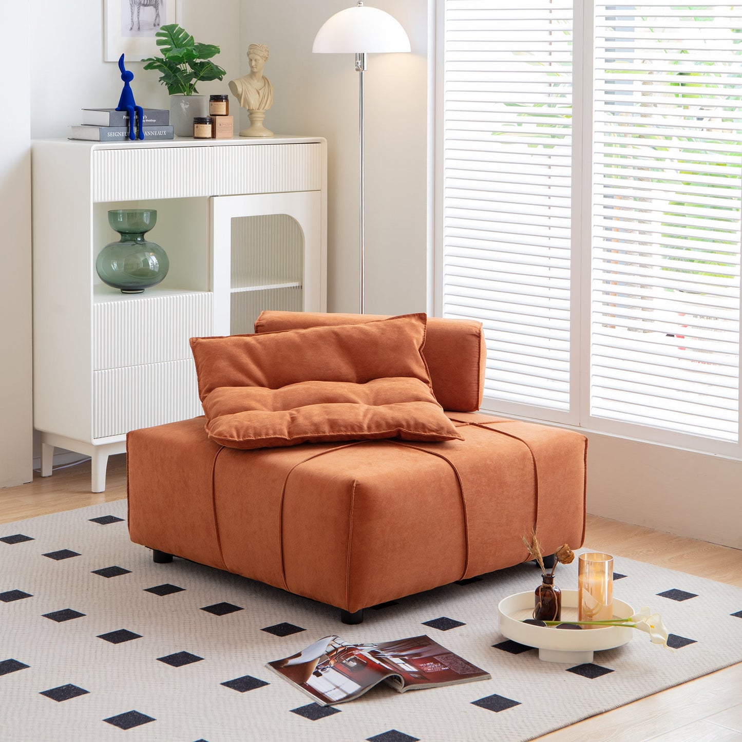 Modular Sectional Single Sofa,Armless Chair With Removable Back Cushion