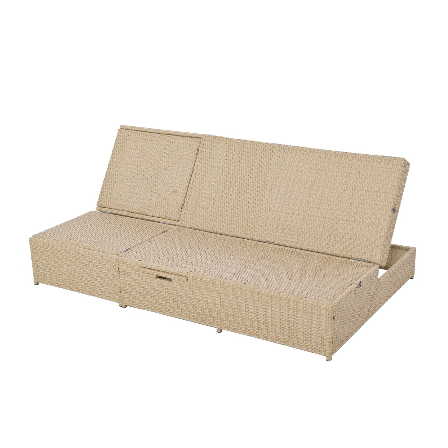 Outdoor Double Sunbed, Wicker Rattan Patio Reclining Chairs