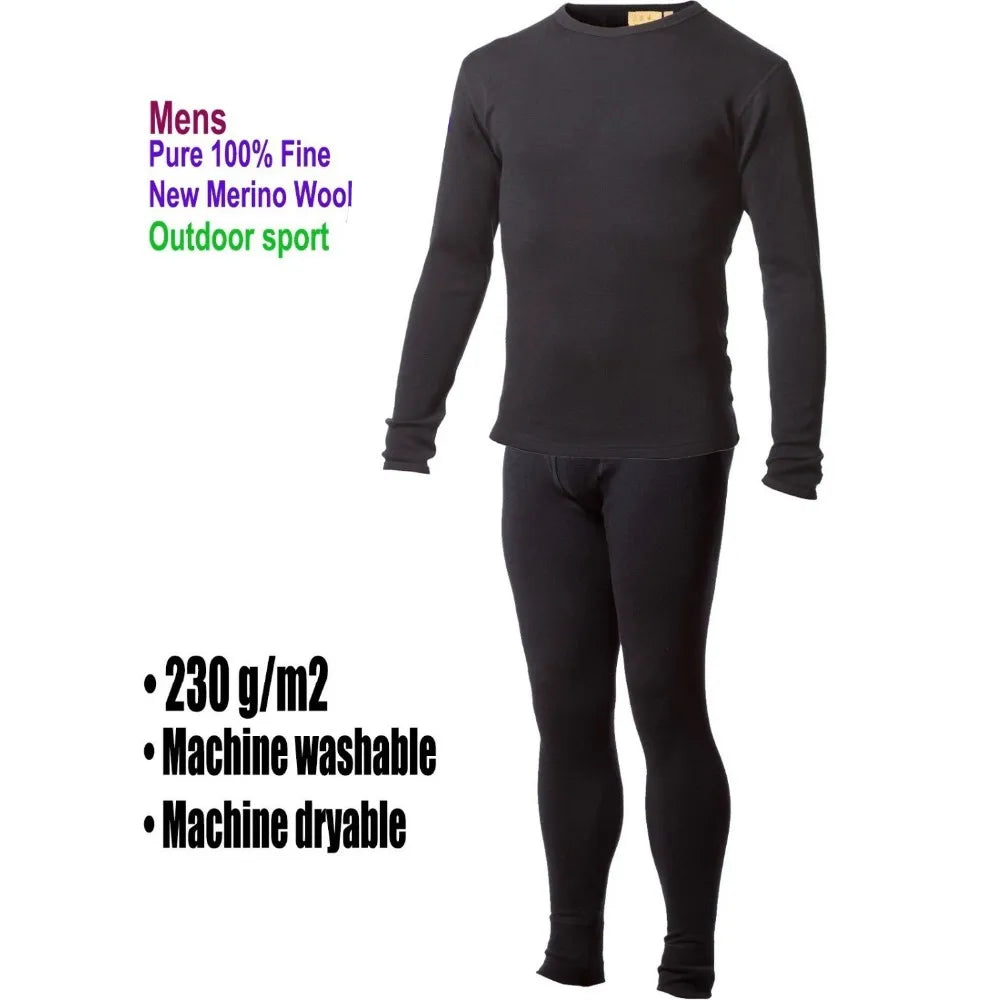 Men's Male 100% Pure Merino Wool Winter Base Layer Thermal Warm Sweater