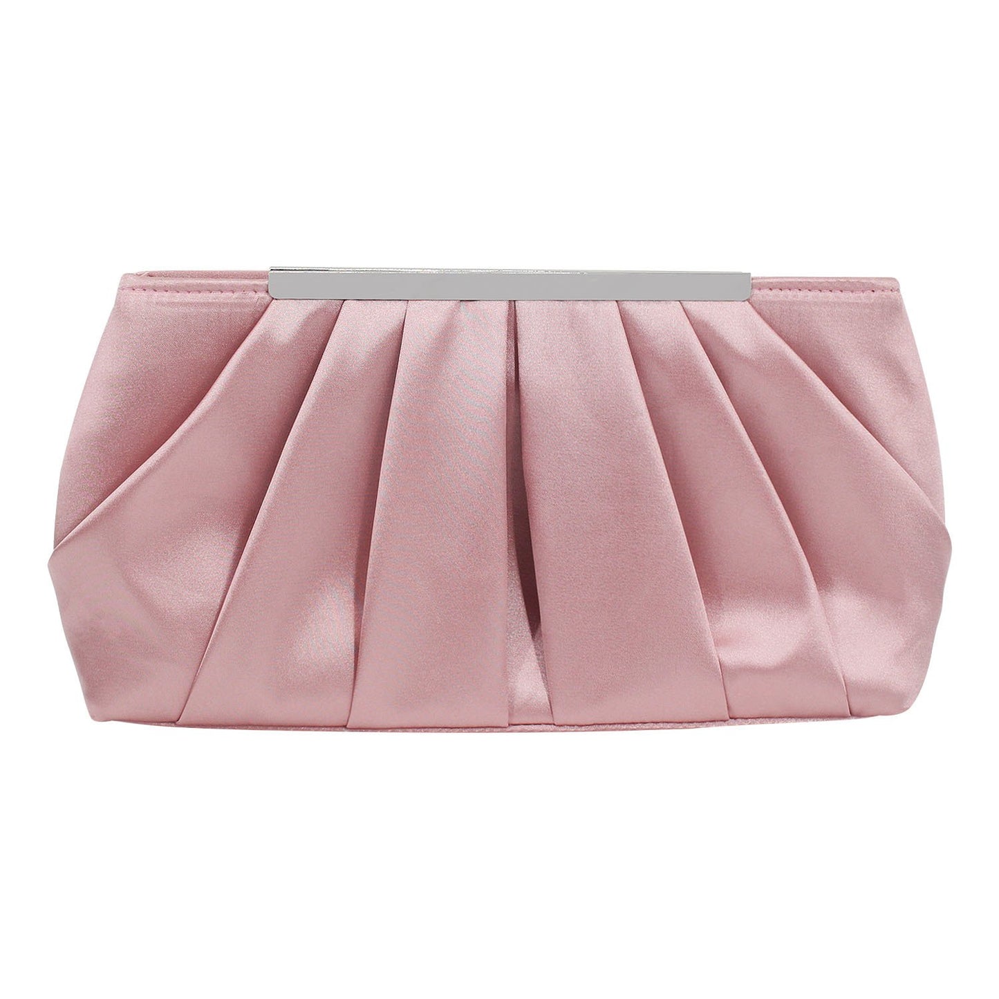 Womens Pleated Satin Evening Handbag Clutch With Detachable Chain Strap