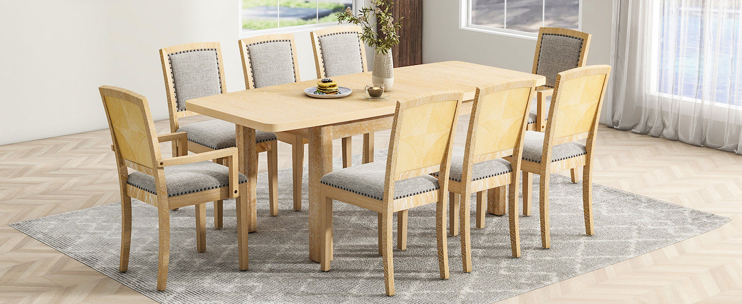 Rustic Extendable 84inch Dining Table Set With 24inch Removable Leaf