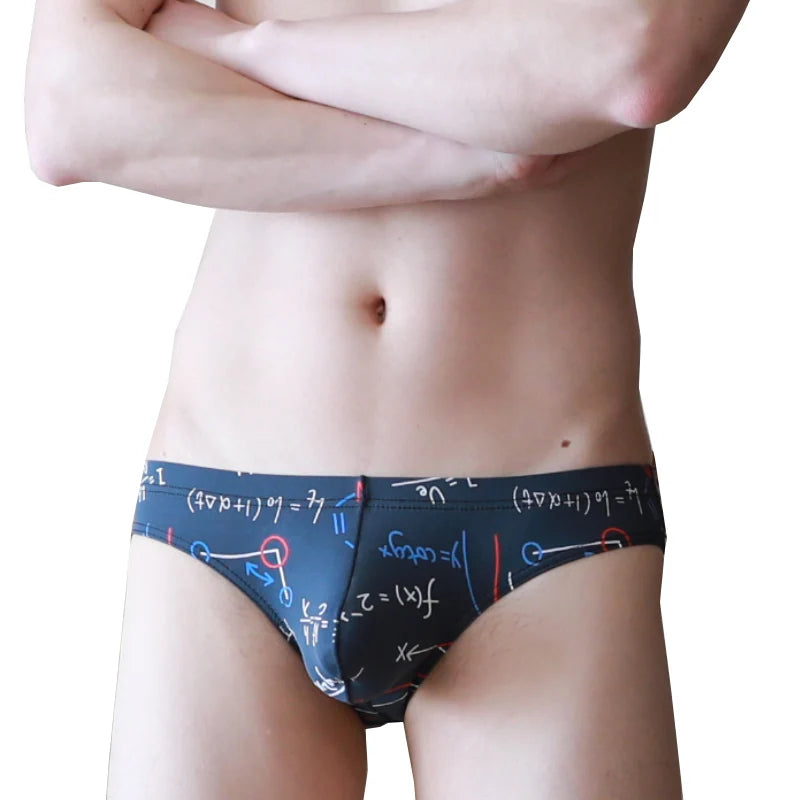 Sexy Men Underwear Briefs Men Breathable Printed Silk Underpants