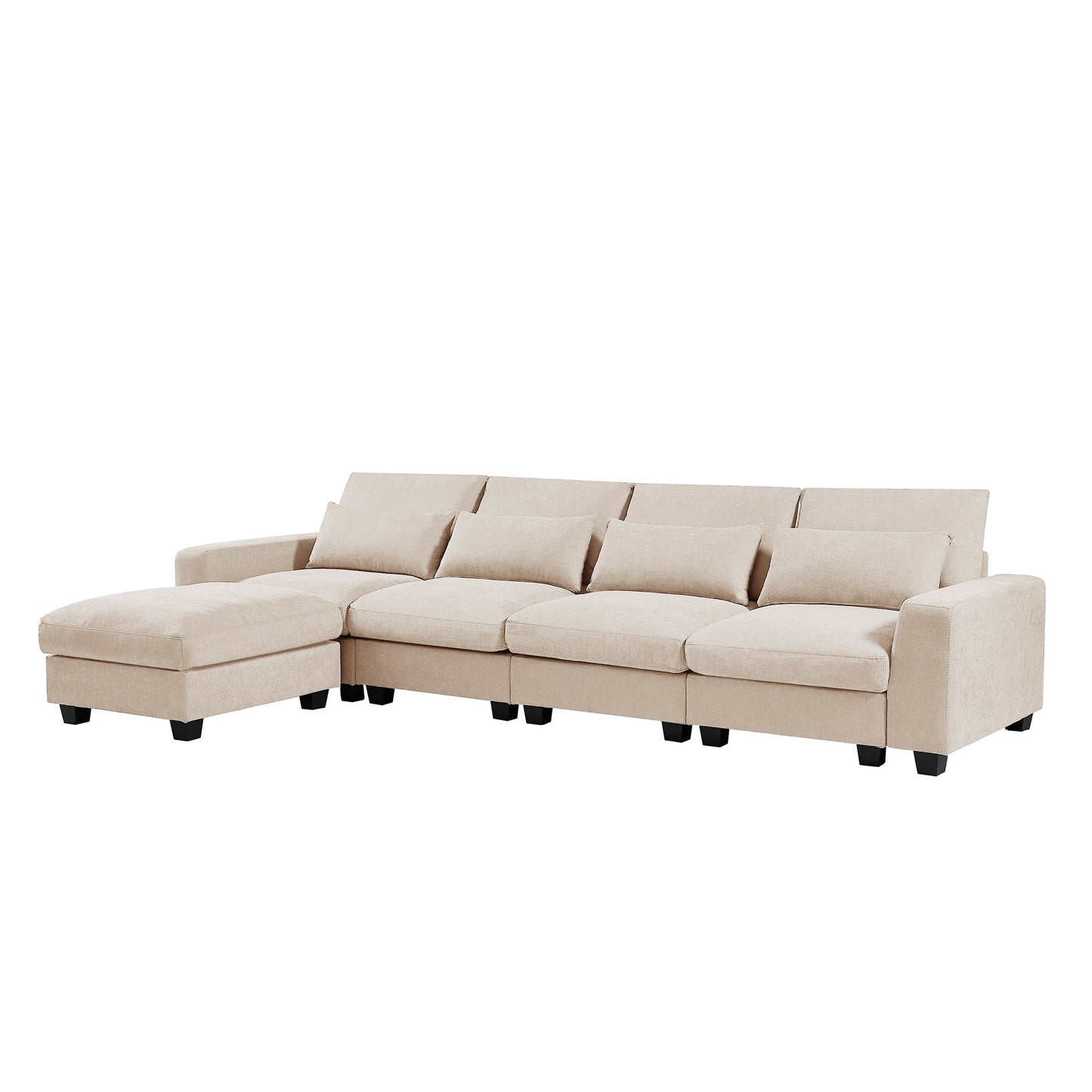 Modern Large L-Shape Feather Filled Sectional Sofa,  Convertible Sofa Couch