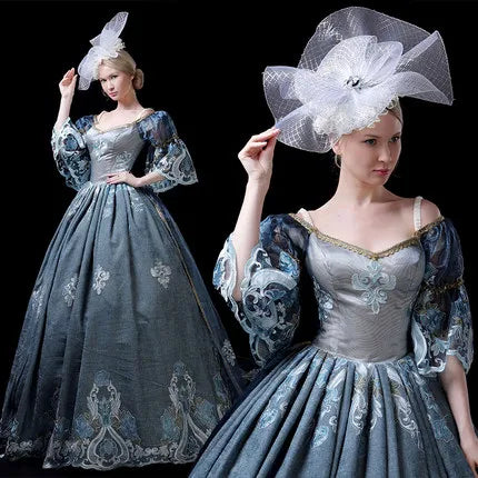 Theatre Clothing Costume Blue Renaissance Victorian Wedding Party Gown