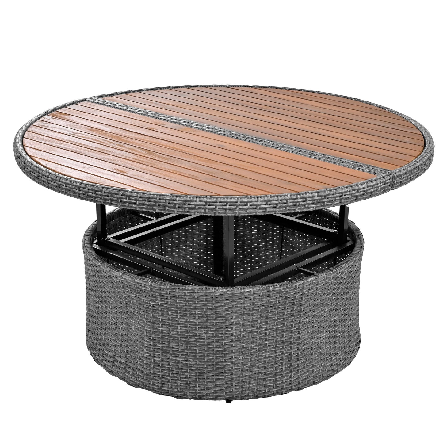 Patio 5-Piece Round Rattan Sectional Sofa Set All-Weather PE Wicker Sunbed