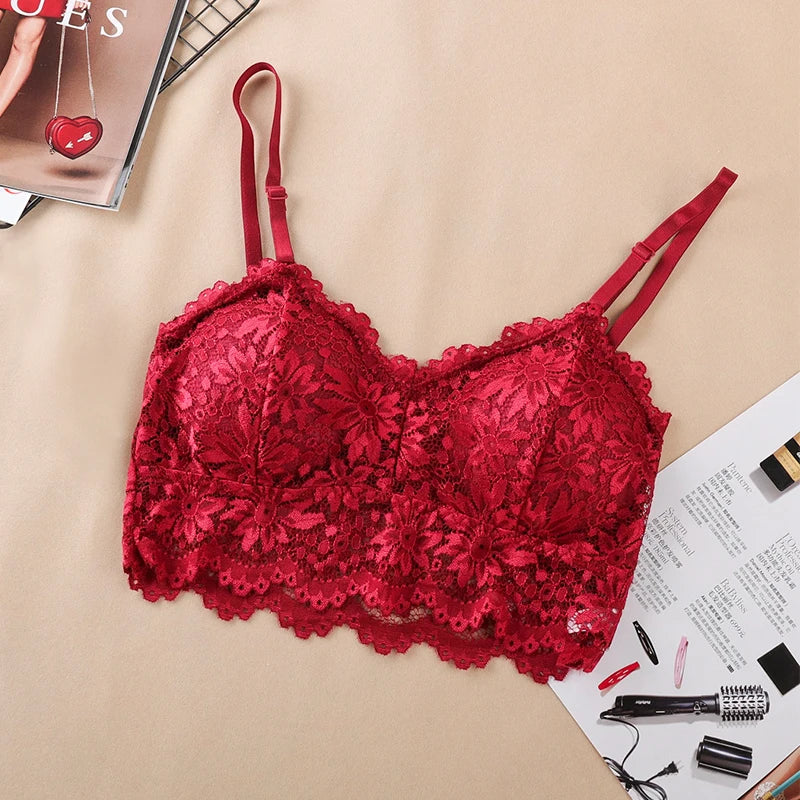 New Arrival Women Push Up Wireless Lace Bra Top Women Backless Bralette