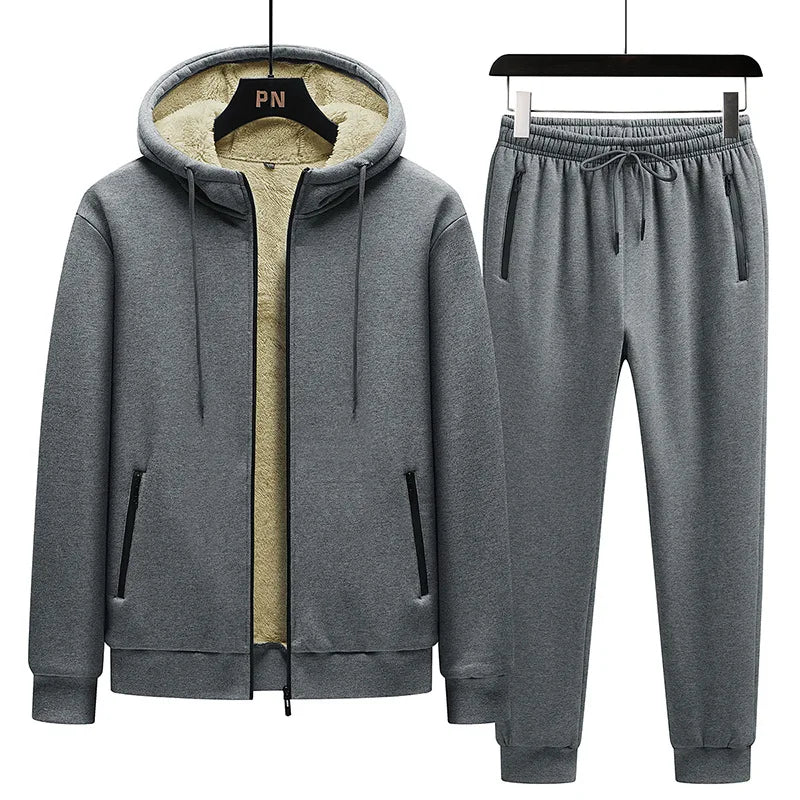 Men's Winter Thick Hoodies Warm Lamb Wool Hooded Sweatshirts