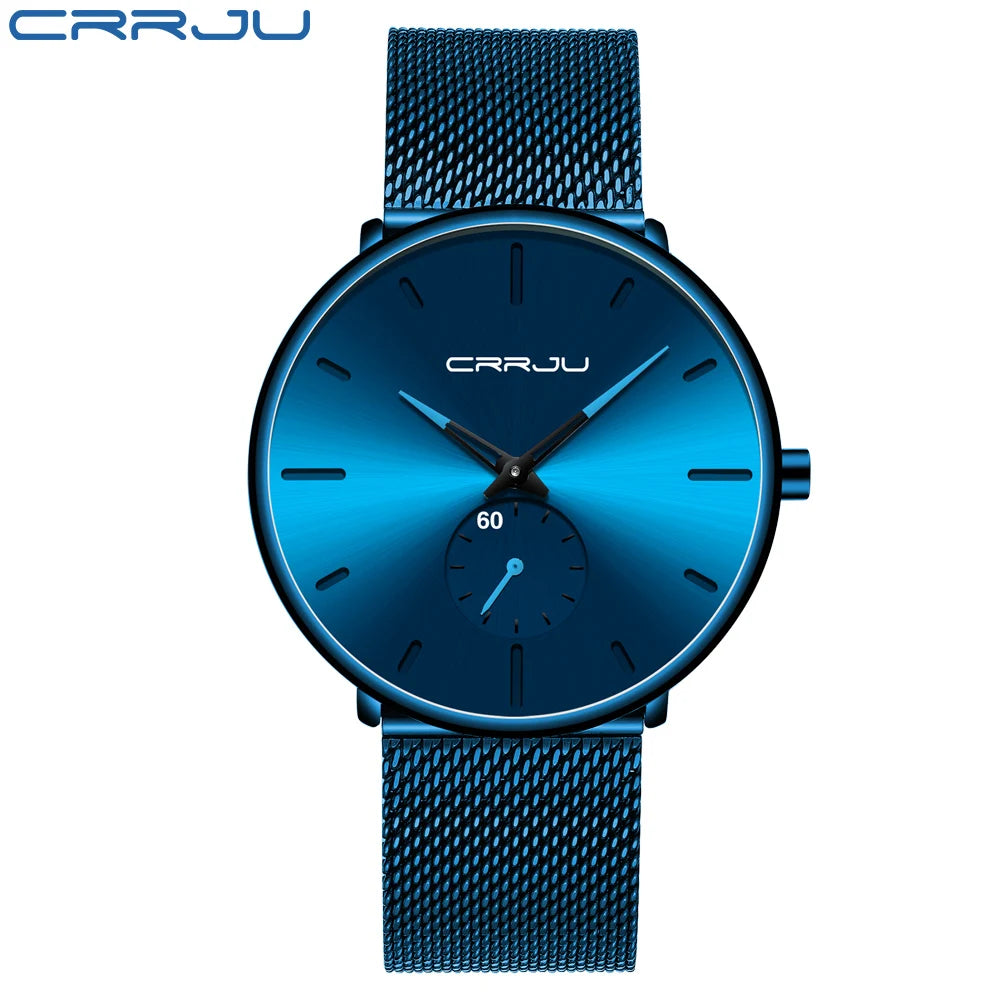 Mens Watches Quartz Watch Men Casual Slim Mesh Steel Waterproof Sport Watch