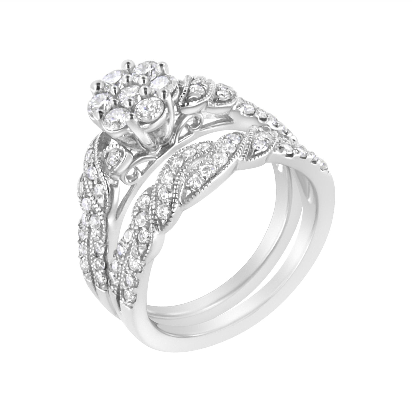 Sterling Silver Grown Diamond Engagement Ring and Band Set