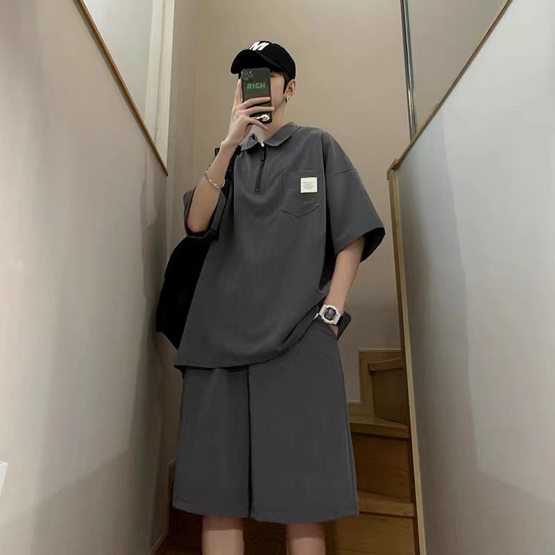 Two Piece Mens Clothing Summer Men Short Set Suit