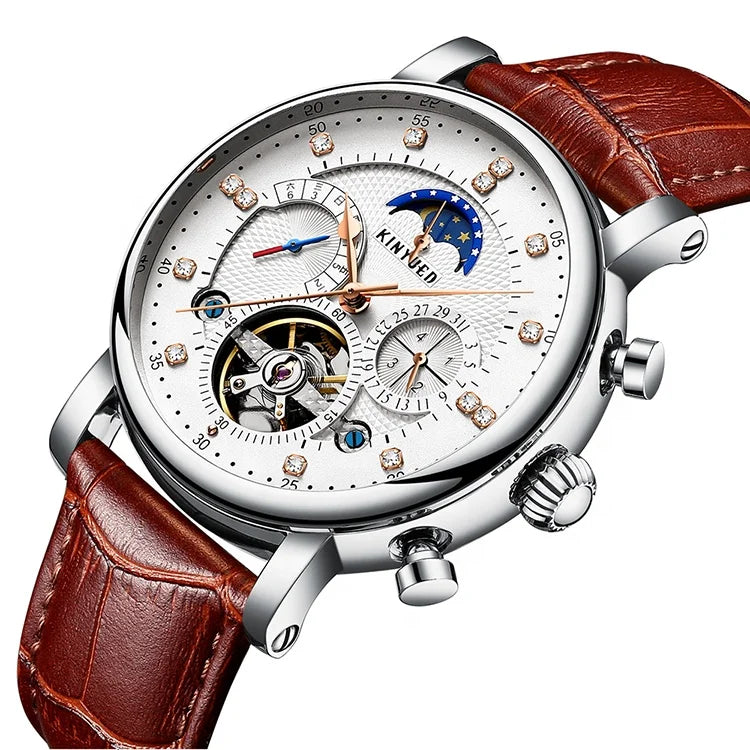 Men's Mechanical Watch Tourbillon Automatic Mechanical Leather Waterproof