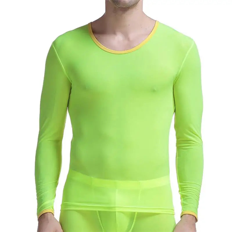 Men's Undershirt Thermal Super Thin Men Ice Silk Underwear Sheer T Shirts