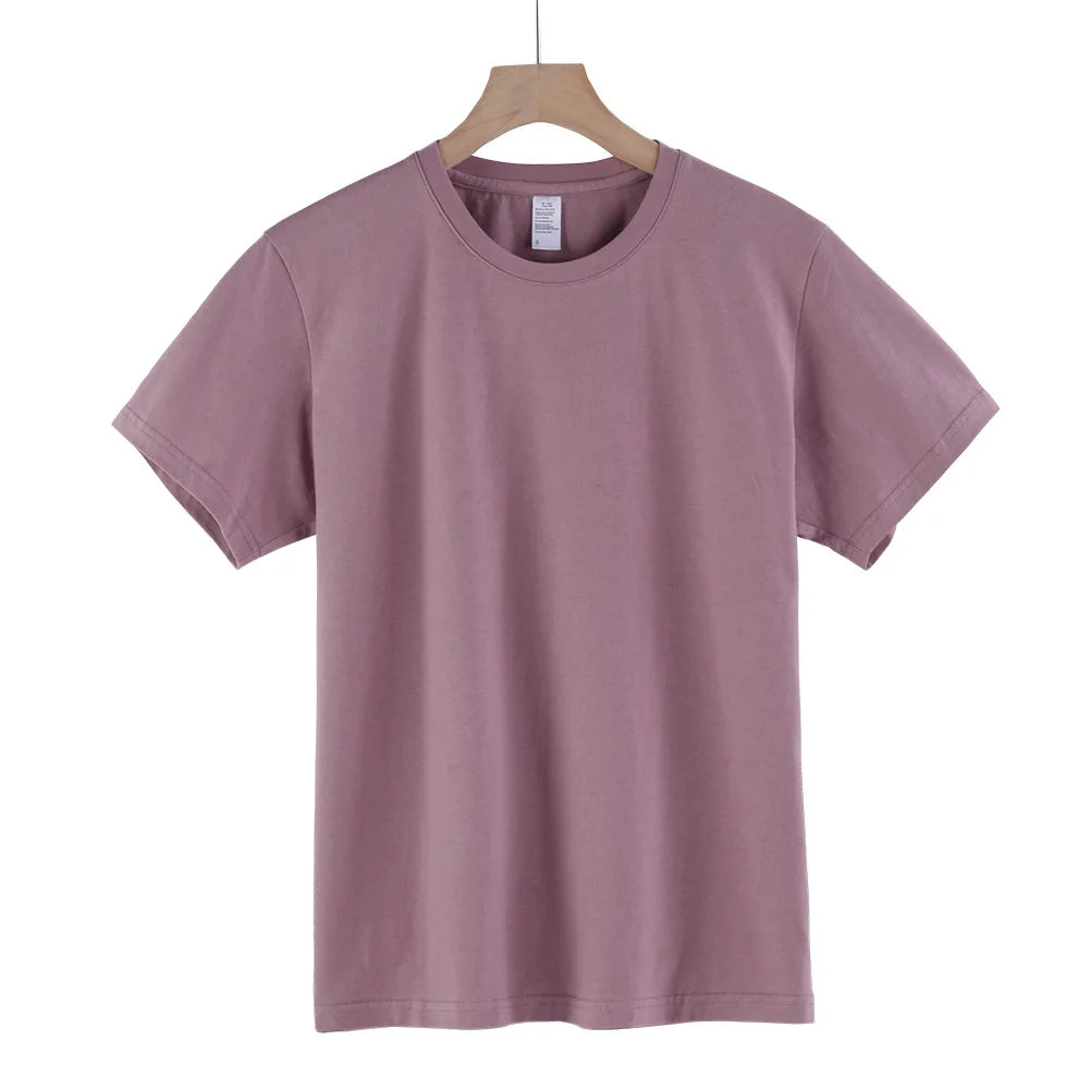 Round Collar Men's T-Shirt 100% Cotton Straight Thin Lightweight T-Shirts