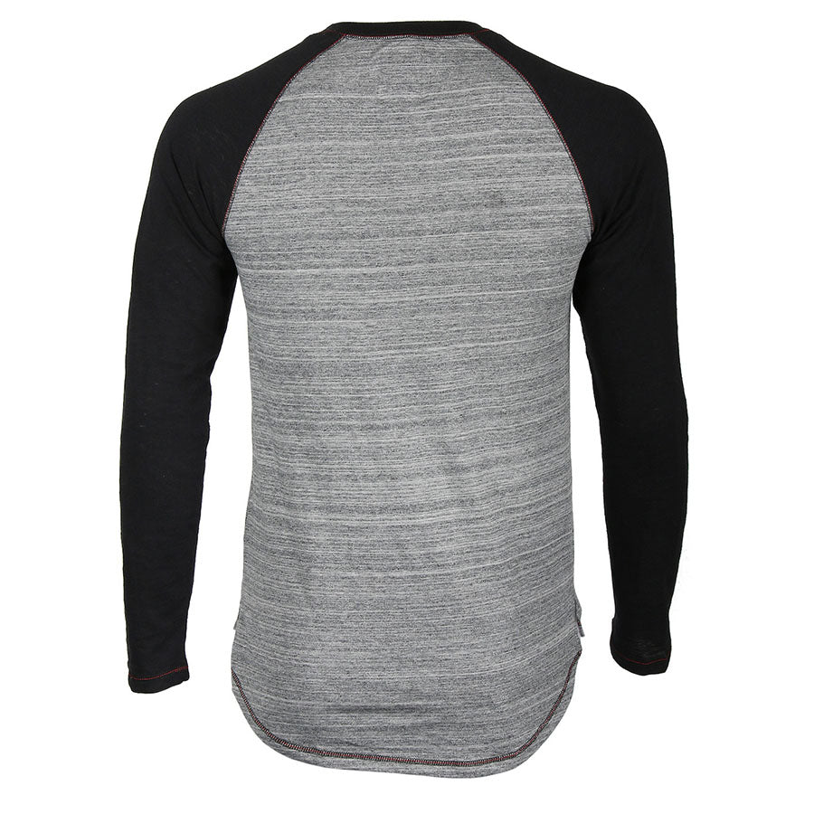 ZIMEGO Long Sleeve Contrast Raglan Henley V-Neck T-Shirts