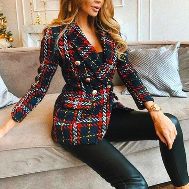 Vintage Tweed Suits Jackets Office Ladies Blazers Girls Tassel Tops Set Coat