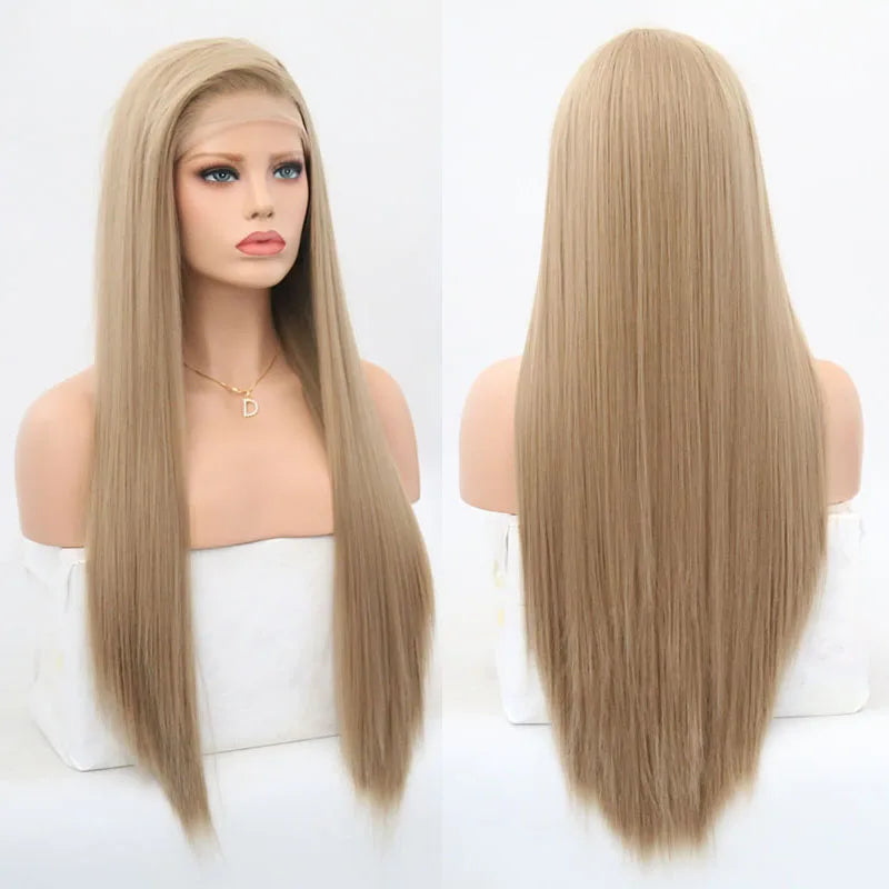 Silky Straight Hair Synthetic Lace Front Wigs with Hairline Wigs for Women