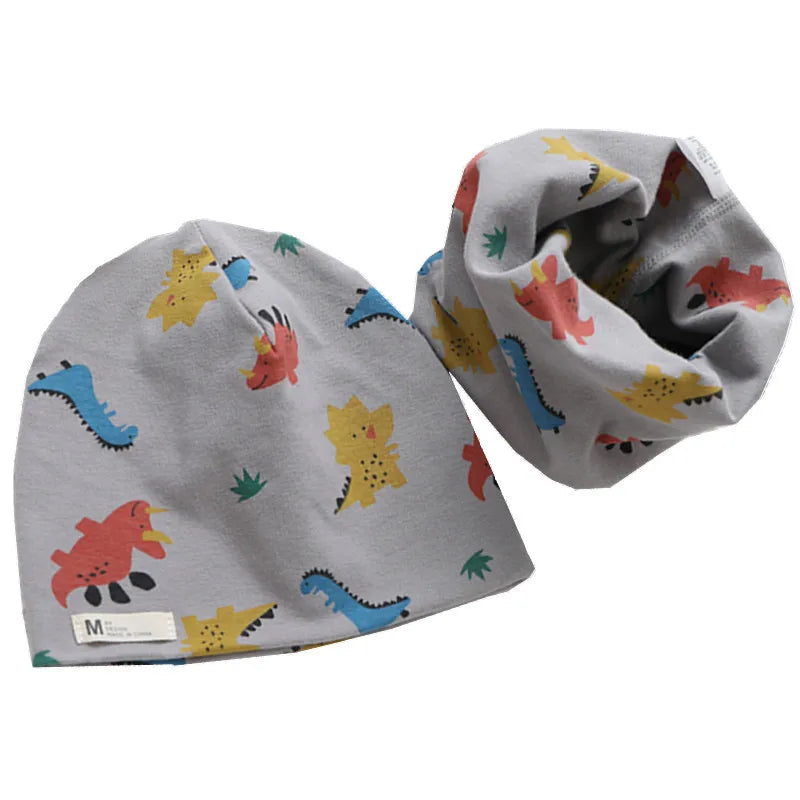 New Spring Autumn Girls Hat Scarf Set Cartoon Owl Star Swan Baby  Kids Hat Set