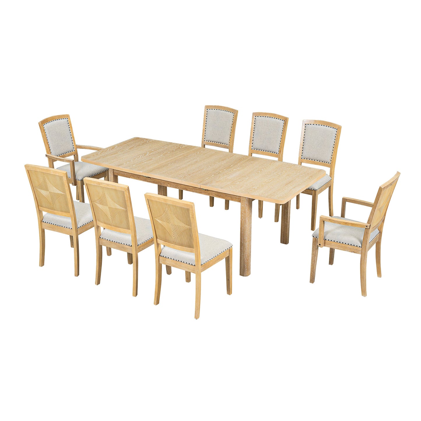 Rustic Extendable 84inch Dining Table Set With 24inch Removable Leaf