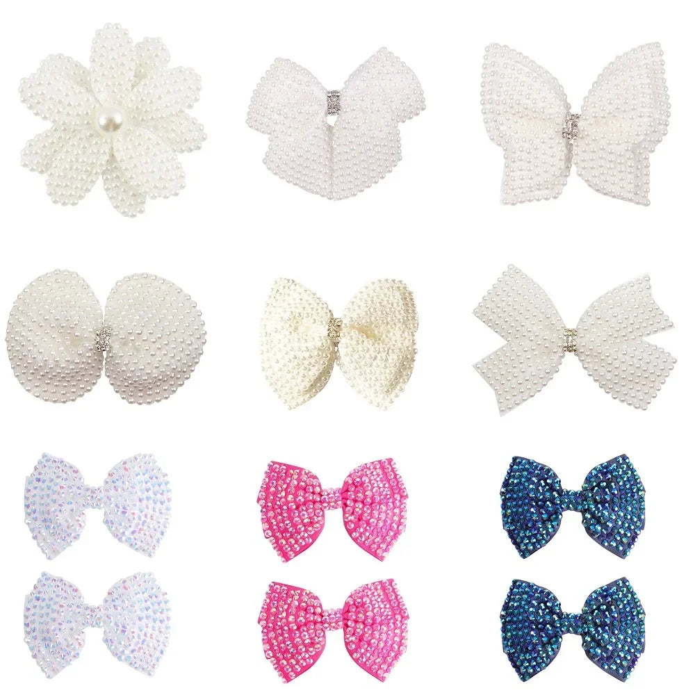 White Pearl Hair Bows With Hair Clips for Girls Hairpins Hair Accessories