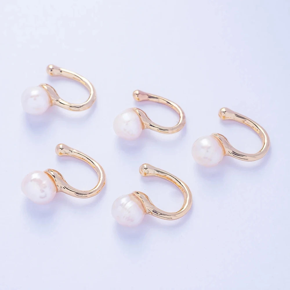 Women Pearl Ear Cuff Earring Bohemian Natural Freshwater Circle Small Clip