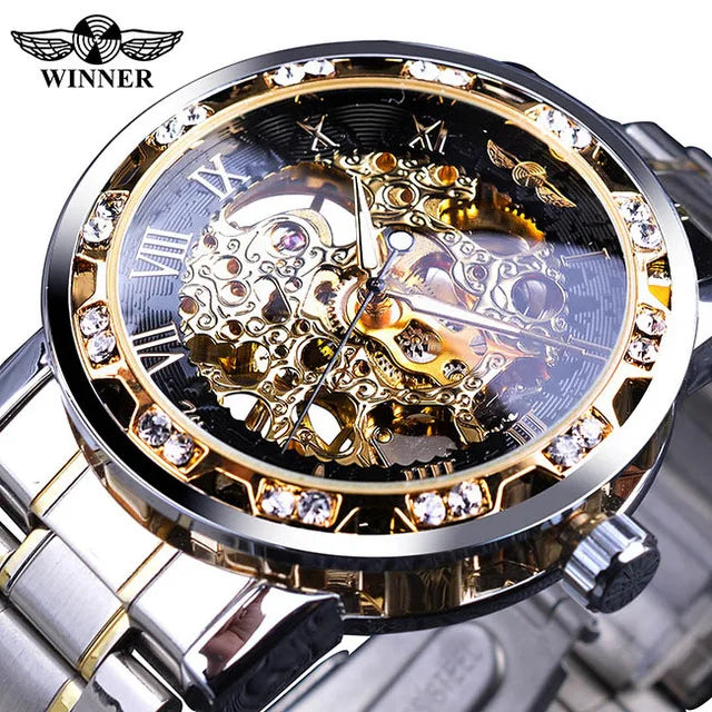 Stainless Steel Wristwatch Mechanical Clock Skeleton Men Automatic Watch