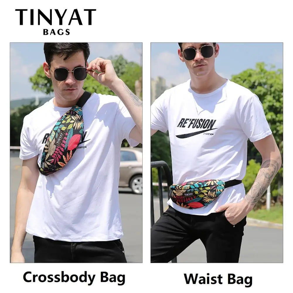 Print Leaf Travel Waist Bag for Men and Women Fashion Casual Shoulder Bag