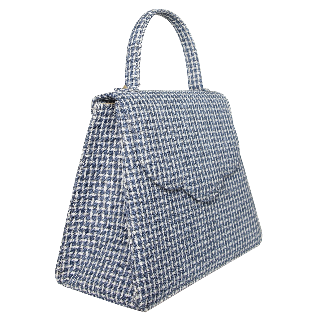 Top Handle Eco Wool Fabric Handbag Blue