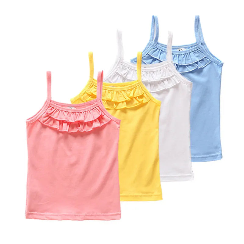 New Summer Girls T Shirt Cotton Sleeveless Garment Kids Clothes 2-8 years