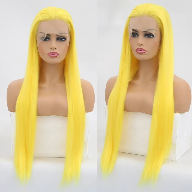 Silky Straight Hair Synthetic Lace Front Wigs with Hairline Wigs for Women