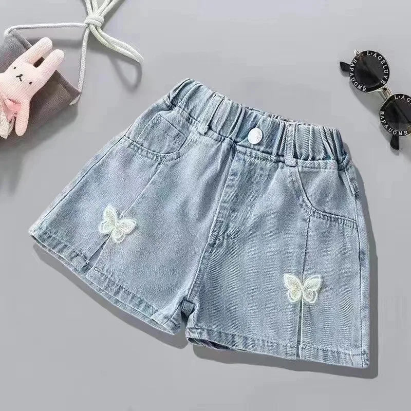 V-Tree Girls Denim Shorts Teenage Girl Summer Lace Pants