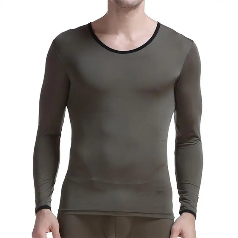 Men's Undershirt Thermal Super Thin Men Ice Silk Underwear Sheer T Shirts