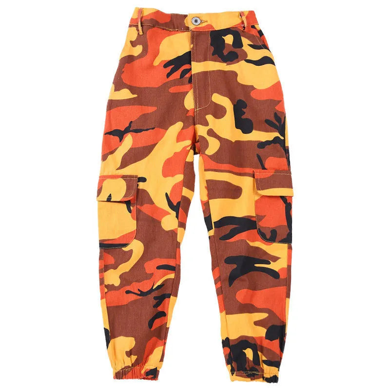 Wine Kid Hip Hop Clothing Camouflage Jogger Pants