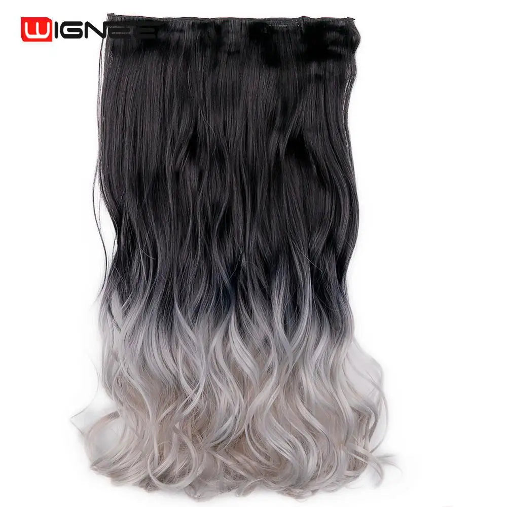 One Piece Synthetic Hair Extension Long Wave Glueless fiber Half Wig