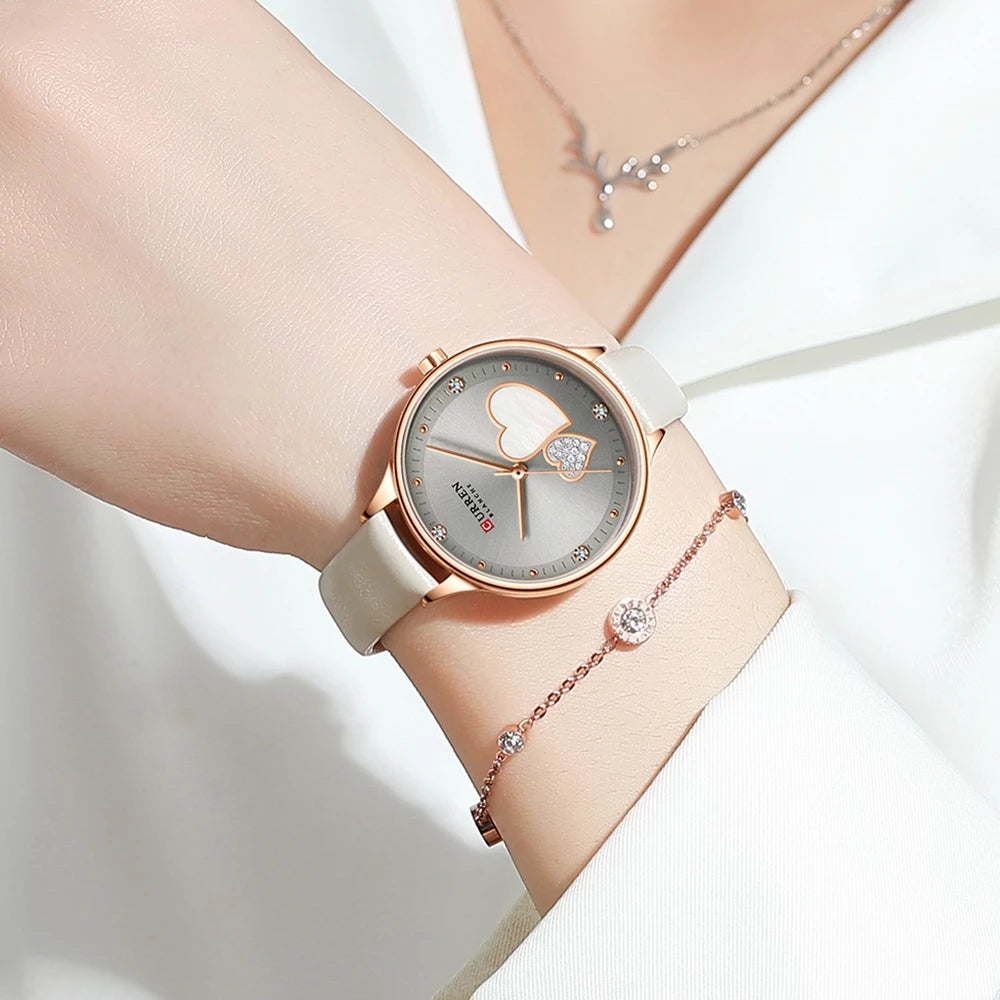 Thin Leather Watches  Fashion Rhinestone Elegant Female Clock Wristwatches