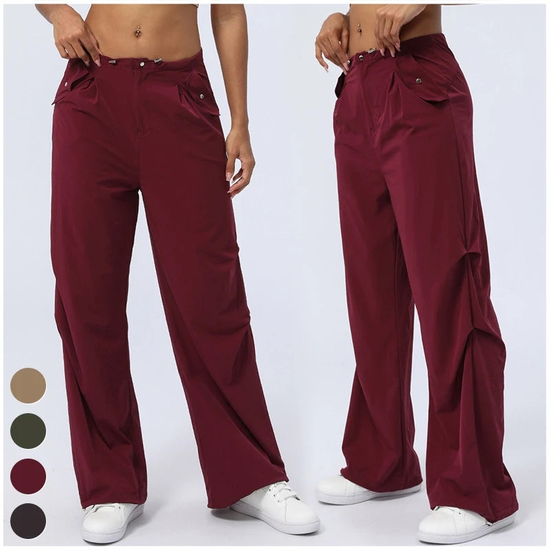 Sports Pants Custom Women's Clothings Loose Straight Trousers Casual High Waist