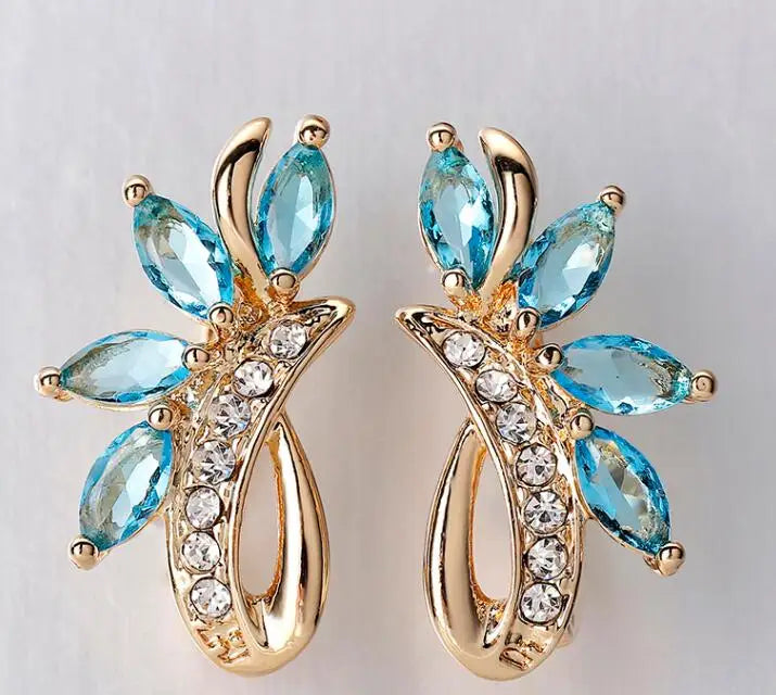 Mini Blue Green Earring Horse Natural Zircon Stud Earrings Jewelry Crystal