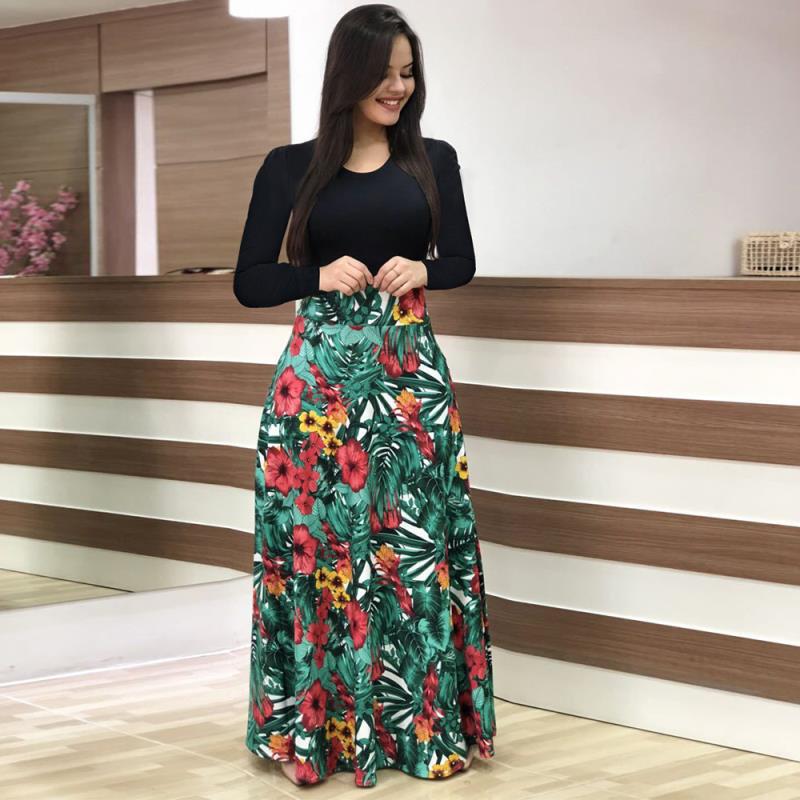 Women's Dresses Female Fashion Long Sleeve Maxi Floral Dress