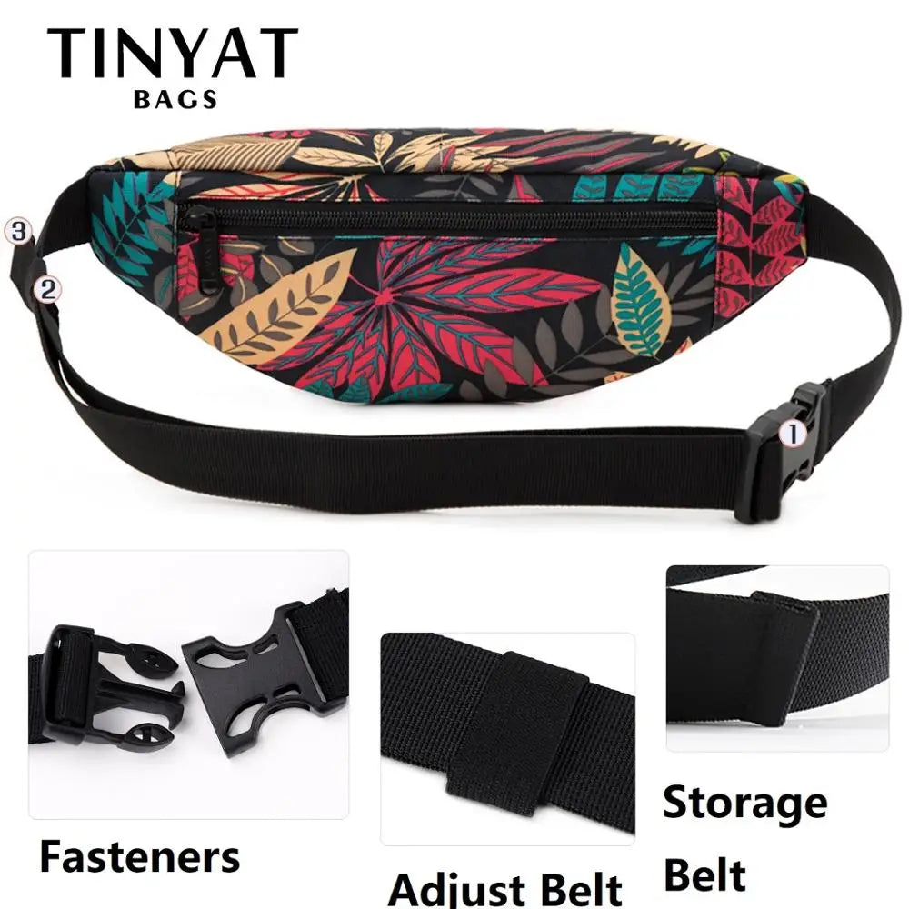 Print Leaf Travel Waist Bag for Men and Women Fashion Casual Shoulder Bag