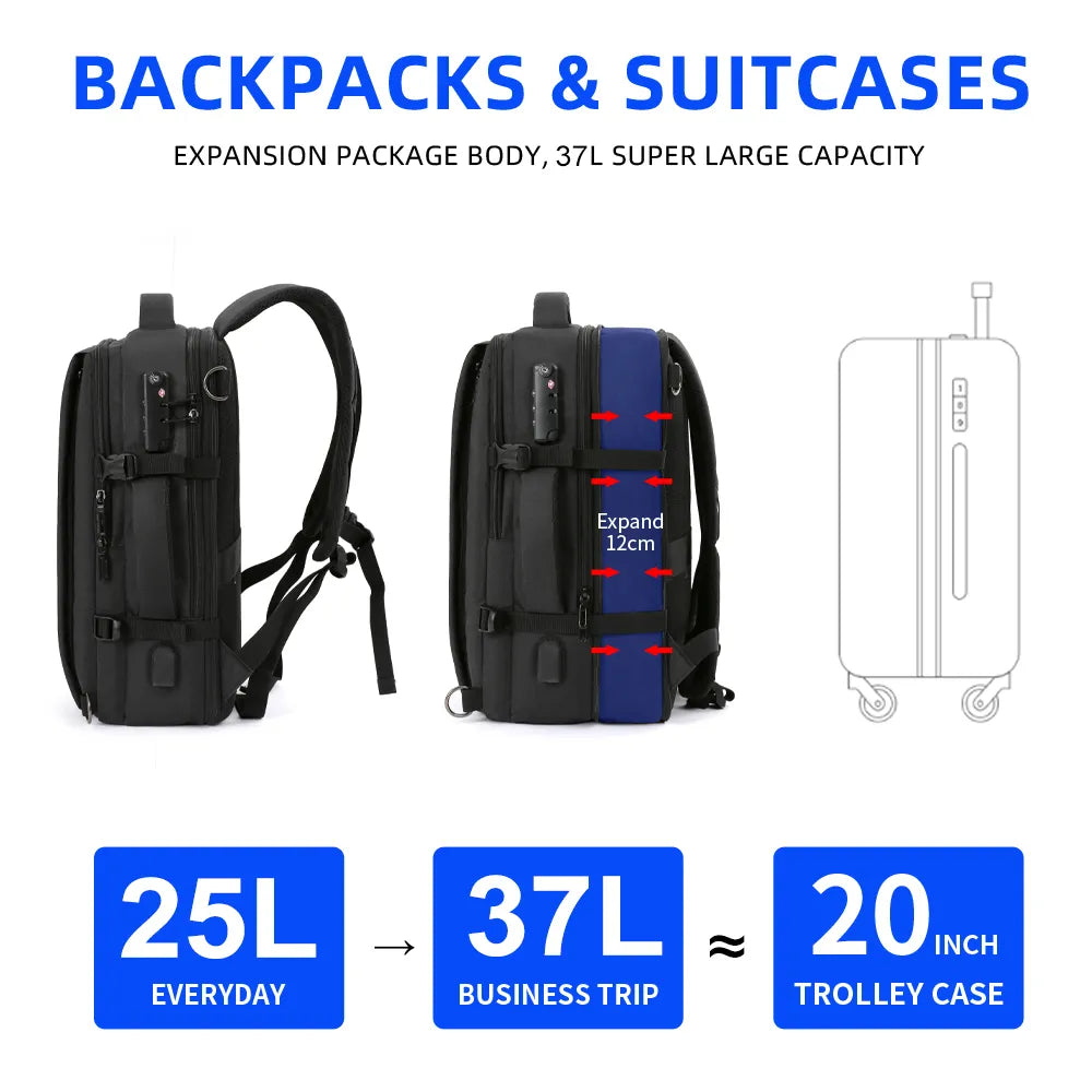 Travel Double Compartment USB Charging Backpack