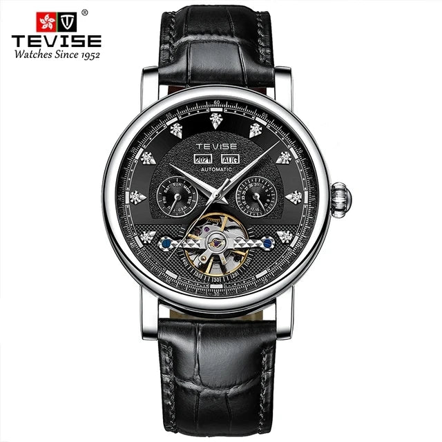 Wristwatch Men 30M Waterproof 867C Automatic Leather Diamond Dial Mechanical