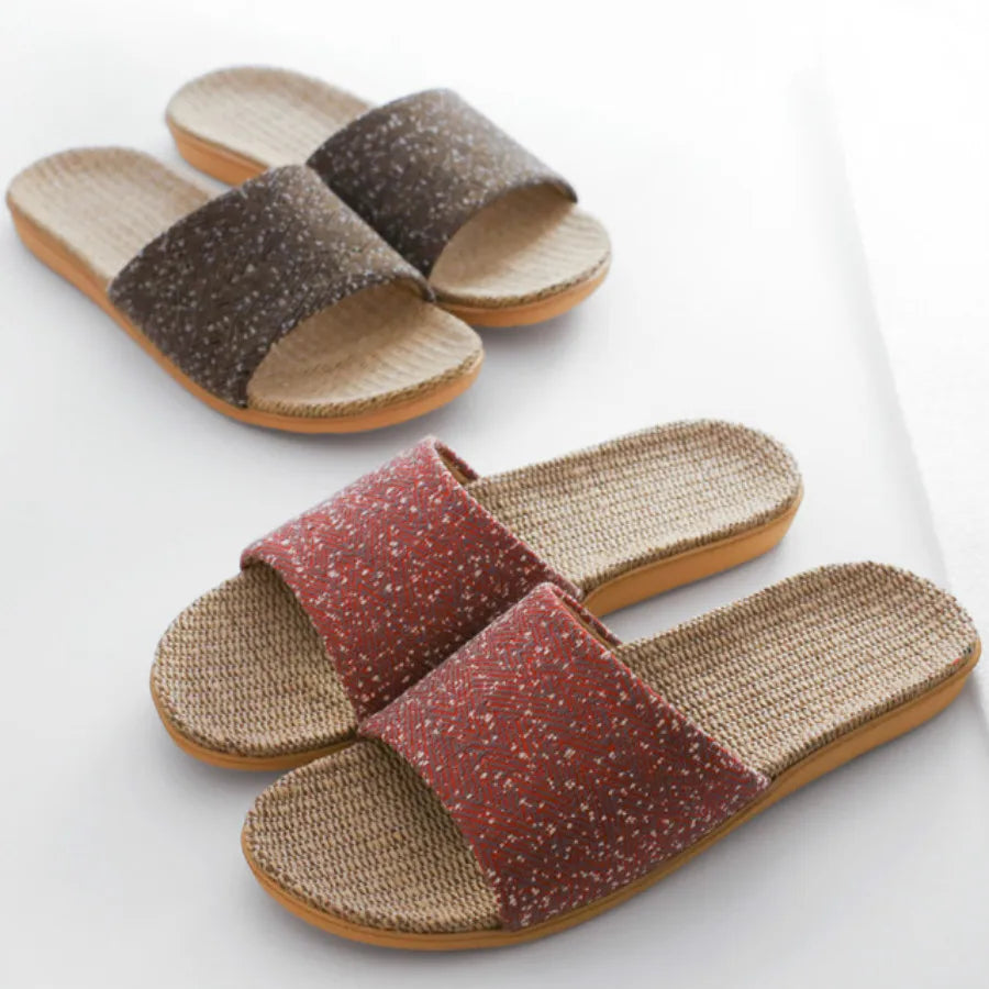 New Linen Slippers for Men Outside Beach Walking Slippers Male Home Non-Slip