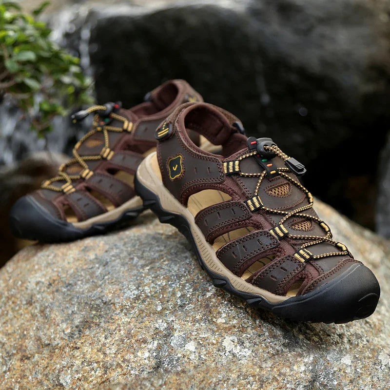 Summer Men's Sandals Genuine Leather Men Shoes Men Breathable Outdoor Sneakers