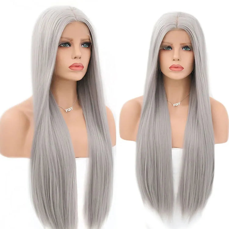 Silky Straight Hair Synthetic Lace Front Wigs with Hairline Wigs for Women