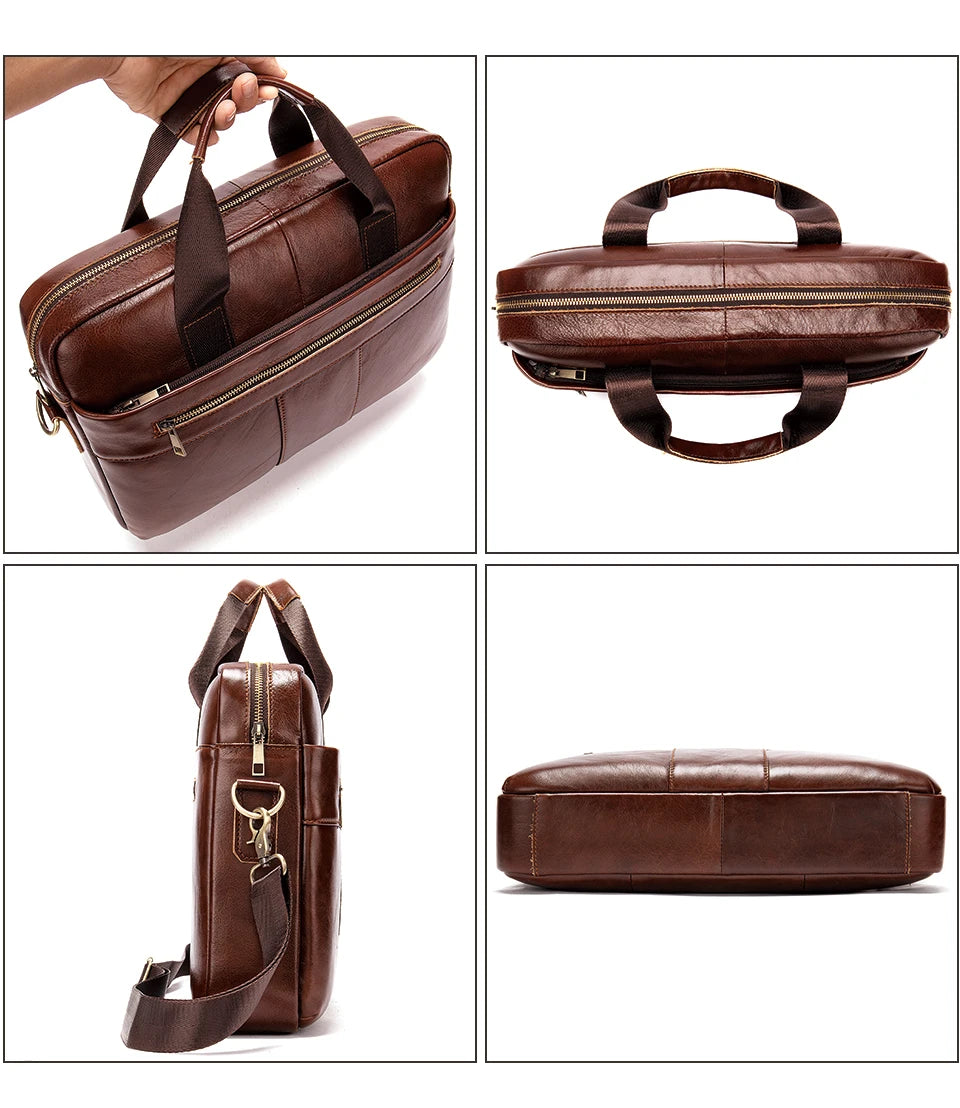 WESTAL Leather Bag Men Laptop Bag Men's Bags Genuine Leather Computer Briefcase