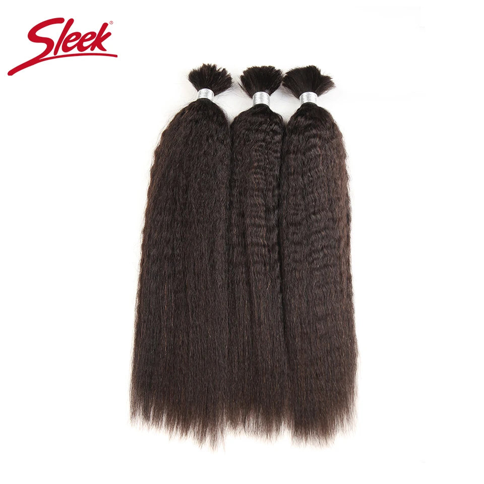 Sleek Remy Brazilian Yaki Straight Human Hair Weave Bundles Hair for Braiding