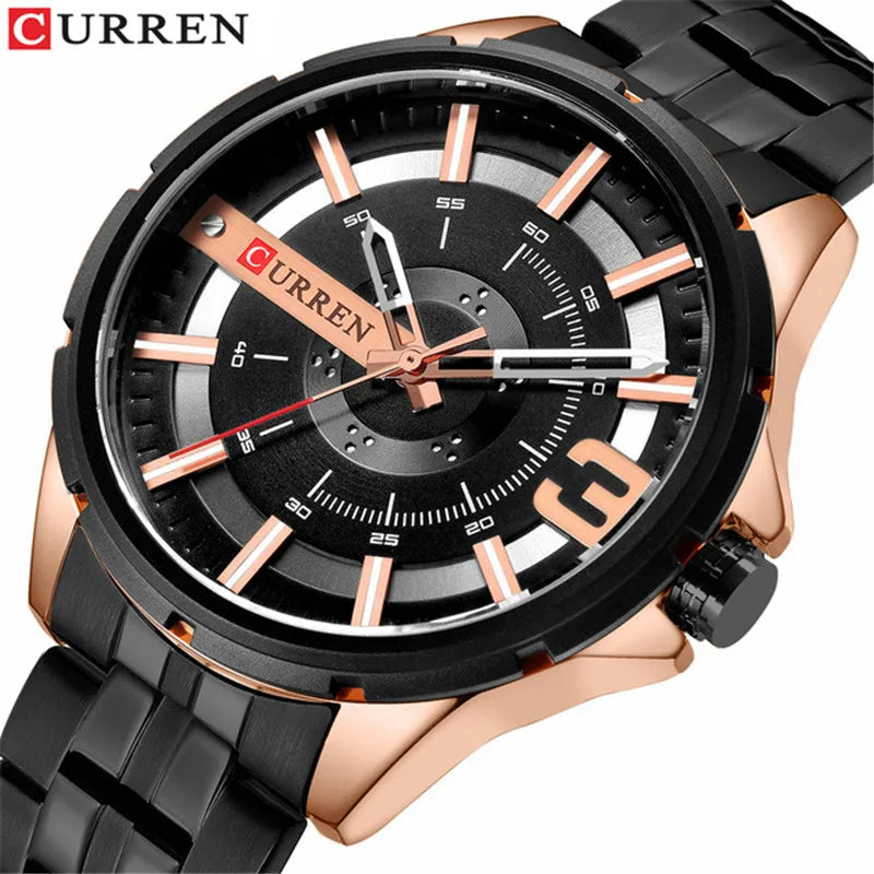 Quartz Business Men's Stainless Steel Wristwatches Waterproof