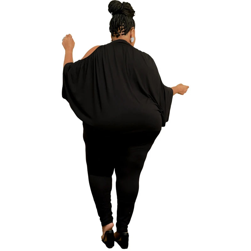 Trendy Women Lounge Wear Plus Size Off Shoulder T Shirt Leggings 2 Piece Pants