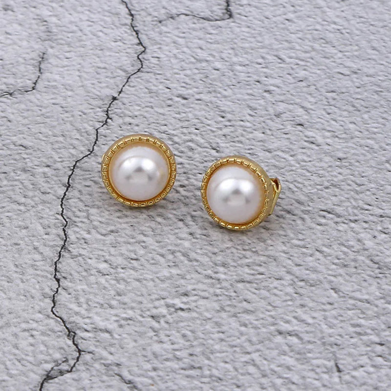 Trendy Vintage Long Simulated Pearl Dangle Clip on Earrings